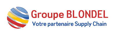 Groupe BLONDEL: Partenaire de votre Supply Chain globale. Logo Groupe BLONDEL: Votre partenaire Supply Chain. Globe stylisé rouge, jaune et bleu symbolisant la logistique globale.