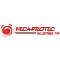 MECA-PROTEC INDUSTRIES - Logo officiel MPI Logo de MECA-PROTEC INDUSTRIES - MPI en rouge. Symbole graphique d'une sphère stylisée avec des lignes cinétiques concentriques.