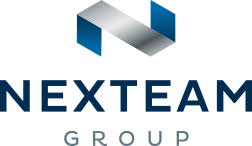 NEXTEAM GROUP : Logo officiel de l'entreprise et sa marque N. Logo NEXTEAM GROUP avec son symbole 3D stylisé en forme de N, combinant les couleurs bleu marine et gris argenté.