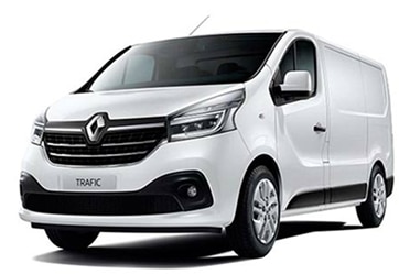 Renault Trafic : Fourgon utilitaire blanc moderne et performant Fourgon utilitaire Renault Trafic blanc. Design moderne, calandre noire et logo du losange. Parfait pour transport de marchandises.