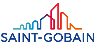 Logo Saint-Gobain officiel – Bâtiments et habitat. Logo Saint-Gobain. Ligne graphique colorée symbolisant l'habitat, des maisons aux gratte-ciel, en dégradé du bleu au rouge.